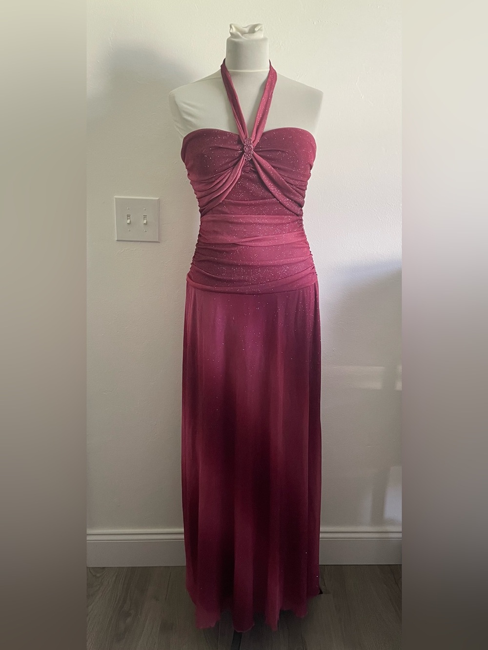 City Triangles Vintage Women Maxi Dress L Berry Pink Prom Old Hollywood Y2K Glam